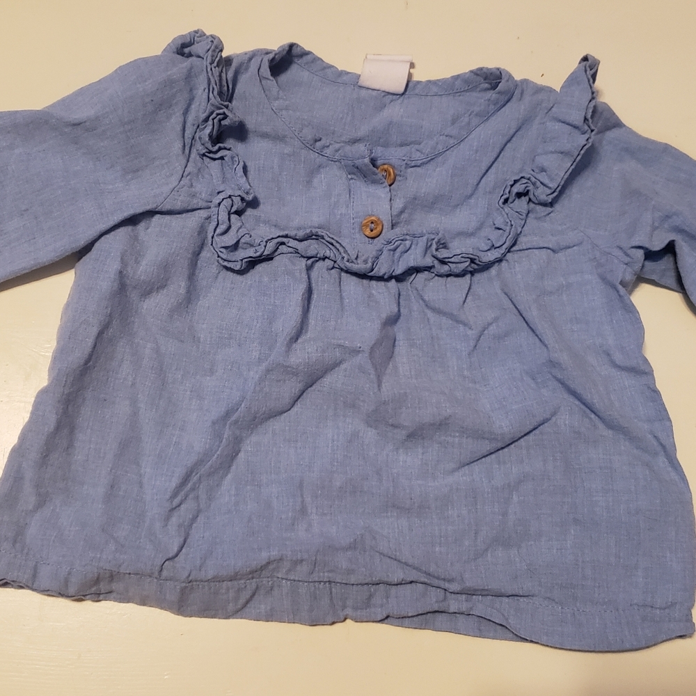 Blue 3/4 sleeve H&M 4-6M shirt